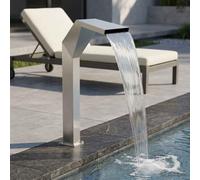 LoogCape Cascade en acier inoxydable pour piscine et étang - 50 x 30 x 90 cm - Avec éclairage - Fontaine de jardin moderne pour détente et décoration
