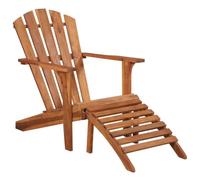 LoogCape Chaise de Jardin Adirondack en Bois d'acacia Massif avec Repose-Pied inclinable pour extérieur terrasse Balcon Piscine Plage mobilier résistant et Confortable pour détente et Bronzage