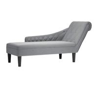 LoogCape Chaise longue avec coussin et accoudoir droit en tissu gris clair, chaise longue de relaxation confortable, lit de jour ergonomique, chaise longue moderne pour salon, chambre à coucher ou