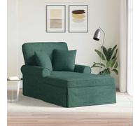 LoogCape Chaise longue avec coussin vert foncé en tissu - Fauteuil de relaxation avec accoudoirs et dossier pour salon et bureau - Ergonomique et réglable - 91 x 157 x 91 cm