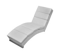 LoogCape Chaise longue blanche en cuir synthétique avec rembourrage, confort ergonomique, design moderne, idéal pour salon, chambre à coucher, bureau, salon, avec accoudoirs et dossier