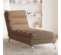 LoogCape Chaise longue de relaxation avec fonction massage et coussin, tissu marron, chaise longue ergonomique pour salon, chambre à coucher, bureau, lit de jour moderne avec rembourrage, salon stable