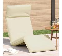 LoogCape Chaise longue pliable crème en tissu Oxford - 175 x 54 x 8,5 cm - Réglable sur 5 positions - Imperméable - Rembourrée - Pliable pour jardin, plage, balcon et extérieur