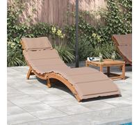 LoogCape Chaise Longue Pliable en Bois d'acacia Massif avec Coussin Taupe pour Bain Soleil extérieur, Fauteuil Relax inclinable, lit chilienne, Repos Jardin terrasse Balcon Piscine Plage