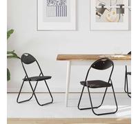 LoogCape Chaise Pliante 2 pièces Noir 48 x 43,5 x 81 cm Simili Cuir Moderne Design pour Salle à Manger, Bureau ou Salon, Confortable, légère, avec poignée intégrée, idéale pour Rangement Facile