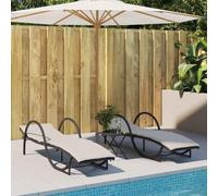LoogCape Chaises Longues Lot de 2 avec Coussins Noir en résine tressée Durable, Cadre en Acier Enduit, Dossier réglable, pour Jardin, terrasse ou Piscine
