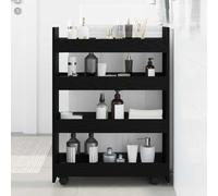 LoogCape Chariot de cuisine étroit aspect chêne noir avec 4 roues, chariot polyvalent peu encombrant pour plan de travail, niche, salle à manger, avec freins, matériau en bois durable