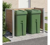 LoogCape Clôture pour poubelle Marron 161 x 85 x 115 cm en aluminium WPC résistant aux intempéries extensible pour extérieur, jardin et terrasse, brise-vue, boîte à déchets, verrouillable