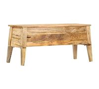 LoogCape Coffre de rangement 99 x 35 x 48 cm en bois de manguier massif avec couvercle pour chambre à coucher, salon, couloir et jardin, banc de rangement, style maison de campagne vintage, robuste et