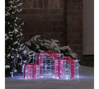 LoogCape Coffret cadeau avec 60 LED blanc froid - En acrylique - 20 x 20 x 20 cm - Décoration de Noël avec télécommande pour un éclairage festif et une décoration élégante