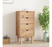 LoogCape Commode OTTA en pin massif avec 4 tiroirs spacieux pour un rangement polyvalent dans le salon, la chambre, le couloir ou le bureau, surface stable pour la décoration et montage facile