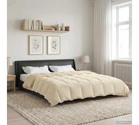LoogCape Couette d'été crème 200 x 220 cm en microfibre avec design en tissu double face pour l'été et toute l'année, respirante, légère, lavable, certifiée Oeko-Tex, convient aux personnes souffrant
