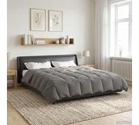 LoogCape Couette d'été gris clair 200 x 220 cm en microfibre avec design double face, respirante, légère, lavable, pour toute l'année, confortable, rembourrage de haute qualité, certifiée Oeko-Tex