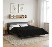 LoogCape Couette d'été noire 200 x 220 cm en microfibre polaire respirante lavable légère durable pour chambre à coucher
