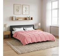 LoogCape Couette d'été rembourrée, rose, 220 x 260 cm, en microfibre, design double face, pour l'été et toute l'année, de haute qualité, respirante, lavable