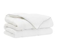 LoogCape Couette d'hiver blanche, 135 x 200 cm, rembourrage en bambou, polyester, respirante, chaude, légère, adaptée pour chambre à coucher, avec housse durable et design facile d'entretien pour les