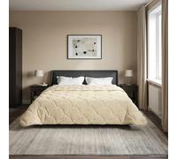 LoogCape Couette d'hiver crème 200 x 200 cm en microfibre polaire respirante lavable durable pour un confort de sommeil chaud toute l'année, design moderne