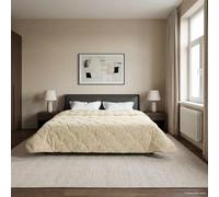 LoogCape Couette d'hiver crème 200 x 240 cm en microfibre polaire respirante lavable durable pour les saisons froides Design moderne Sensation douillette Hypoallergénique