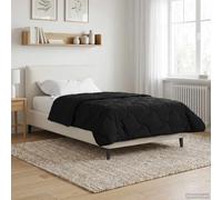LoogCape Couette toutes saisons noire 140 x 220 cm avec design matelassé, respirante, lavable, légère, chaude, pour l'hiver et l'été, microfibre et polaire, durable, pour chambre à coucher confortable