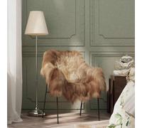 LoogCape Coussin de siège en peau de mouton islandaise, marron, 70 x 110 cm, jeté douillet pour canapé, chaise ou lit, décoration chaleureuse, atmosphère confortable, durable et polyvalent