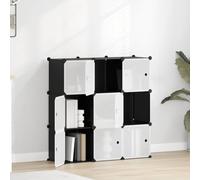 LoogCape Cube de Rangement modulable 9 pièces avec Portes Noires en Plastique PP et Acier, étagère empilable et Pliable pour Chambre, entrée, Bureau, Organisation Efficace de l'espace