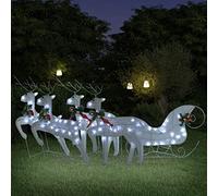 LoogCape Décoration de Noël renne avec traîneau - 100 LED - Blanc - Résistant aux intempéries - Guirlande lumineuse avec 8 effets lumineux - Pour jardin, balcon, terrasse, intérieur