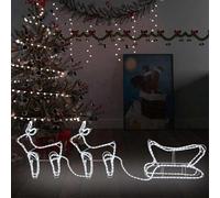 LoogCape Décoration de Noël rennes et traîneau avec 576 LED pour l'intérieur et l'extérieur, guirlande lumineuse LED étanche, longueur de corde de 16 m, blanc froid, économe en énergie, décoration