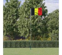 LoogCape Drapeau belge avec mât en aluminium de 5,5 m pour jardin, balcon, terrasse, décoration extérieure, résistant aux intempéries et stable, avec suspension et accessoires pour fêtes, événements