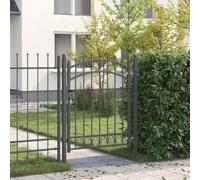 LoogCape EMMEN Portail de jardin avec pointes en acier revêtu par pulvérisation, verrouillable, résistant aux intempéries, pour jardin et terrasse, kit complet avec 2 poteaux 150 x 100 cm