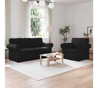 LoogCape Ensemble de canapé 2 pièces en tissu noir avec design ergonomique, 175 x 82 x 80 cm, salon modulaire avec rembourrage confortable, cadre en métal stable, idéal pour le salon et la chambre
