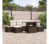 LoogCape Ensemble de canapé de Jardin modulable avec Coussins Marron et crème pour extérieur terrasse Patio Piscine mobilier Lounge en Poly Rattan résistant UV et Acier avec Table Convertible