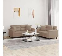 LoogCape Ensemble de canapés 2 pièces avec Coussins Cappuccino Similicuir, canapé modulable à 2 Places, mobilier Salon Confortable pour séjour, Chambre ou Bureau, kit Complet