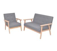 LoogCape Ensemble de canapés 2 pièces en Tissu Gris Clair pour Salon et séjour avec Fauteuil et canapé modulable Design rétro Confortable et Stable, idéal pour Espace de Vie Moderne