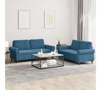 LoogCape Ensemble de canapés 2 pièces en Velours Bleu avec Coussins, canapé modulable Convertible pour Salon, Fauteuil Relax, mobilier Tissu ou Cuir pour séjour, Chambre ou Bureau