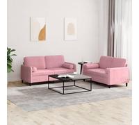 LoogCape Ensemble de canapés 2 pièces en Velours Rose avec Coussins, canapé modulable Convertible, Fauteuil Relax, idéal pour Salon, séjour ou Studio, Structure Stable, Confort Optimal