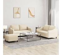 LoogCape Ensemble de canapés 3 pièces avec Coussins Crème Tissu Durable pour Salon séjour Chambre Bureau canapé modulable inclinable Fauteuil Convertible
