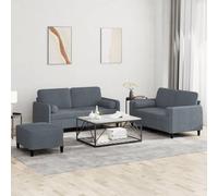 LoogCape Ensemble de canapés 3 pièces avec Coussins Gris foncé en Velours, canapé modulable Convertible, Sofa Relax, idéal pour Salon, séjour ou Bureau, avec Structure Robuste