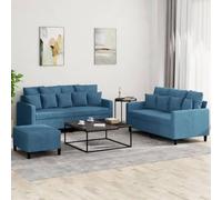 LoogCape Ensemble de canapés 3 pièces en Velours Bleu avec Coussins modulables, canapé d'angle Convertible, Fauteuil Relax, Banquette, idéal pour Salon, séjour ou Chambre, Design Compact
