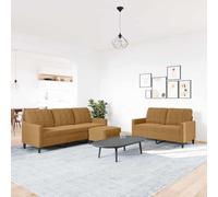 LoogCape Ensemble de canapés 3 pièces en Velours Marron avec Coussins canapé modulable Fauteuil Relax Banquette Convertible pour Salon séjour Chambre Bureau