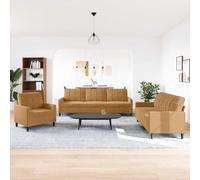 LoogCape Ensemble de canapés 3 pièces en Velours Marron avec Coussins pour Salon, canapé modulable Convertible, Fauteuil Relax, Espace séjour ou Chambre, Design Moderne