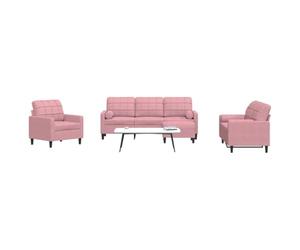 LoogCape Ensemble de canapés 4 pièces en Velours Rose avec Coussins et traversins pour Salon, canapé modulable, Fauteuil, Banquette, Repose-Pieds et Accessoires Confortables