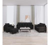 LoogCape Ensemble de canapés 4 pièces Noir Tissu avec Coussins modulable pour Salon, canapé Convertible, Fauteuil Relax, Banquette, pour séjour ou Chambre