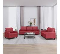 LoogCape Ensemble de canapés modulables 3 pièces avec Coussins Rouges Bordeaux en Similicuir Durable, canapé d'angle Convertible, siège Relax, idéal pour Salon, séjour ou Bureau