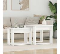 LoogCape Ensemble de Deux Tables Basses Blanches en Bois d'ingénierie 50 x 52 x 42 cm Meuble Salon Moderne avec Rangement tiroir et Plateau relevable pour séjour et Chambre