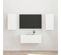 LoogCape Ensemble de meuble TV mural en bois blanc avec 2 pièces, 78,5 x 31 x 30 cm et 30 x 31 x 60 cm, buffet bas moderne avec espace de rangement, étagère et tiroir pour salon, chambre à coucher