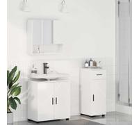 LoogCape Ensemble de meubles de salle de bain 3 pièces - Blanc brillant - En métal - Meuble sous lavabo avec miroir - Montage mural pour espace de rangement, tiroir et portes à charnières