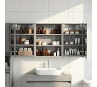 LoogCape Ensemble de Meubles de Salle de Bain 3 pièces en Bois d'ingénierie avec Miroir Double Faces éclairage LED Blanc Rangement Mural Compact pour Toilette WC Douche buanderie