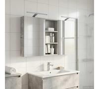 LoogCape Ensemble de Meubles de Salle de Bain 3 pièces en Bois d'ingénierie avec Miroir Double LED éclairage USB Rangement Mural Compact idéal pour Toilette WC buanderie et Salle d'eau
