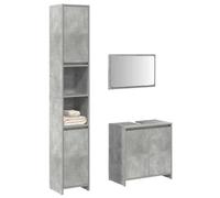 LoogCape Ensemble de meubles de salle de bain 3 pièces gris béton en bois composé, meuble sous lavabo et armoire miroir plus armoire haute pour espace de rangement dans la salle de bain