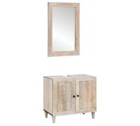 LoogCape Ensemble de meubles de salle de bain avec armoire à miroir, étagère avec porte, en bois blanc, ensemble complet pour lavabo, espace de rangement et ordre dans les toilettes d'invités